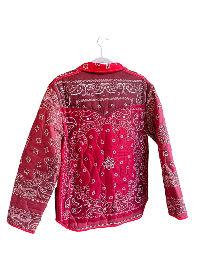 One of a Kind Quilted Bandana Jacket - Red No. 203 (Luck)