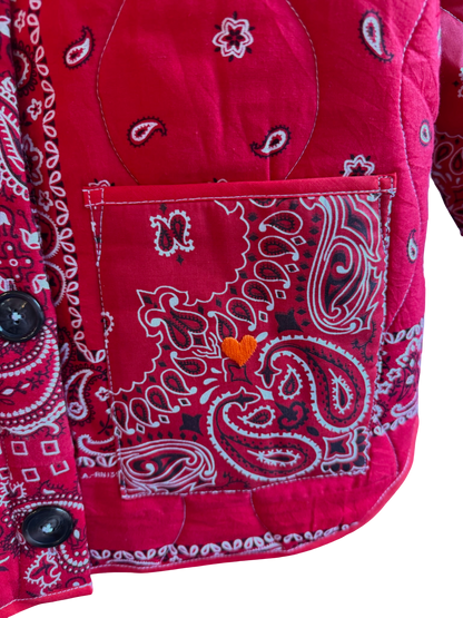 One of a Kind Quilted Bandana Jacket - Red No. 202 (Love)
