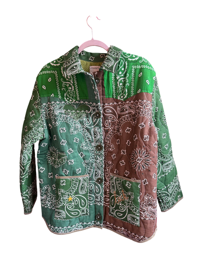 One of a Kind Quilted Bandana Jacket - Green No. 207 (Lucky Star)