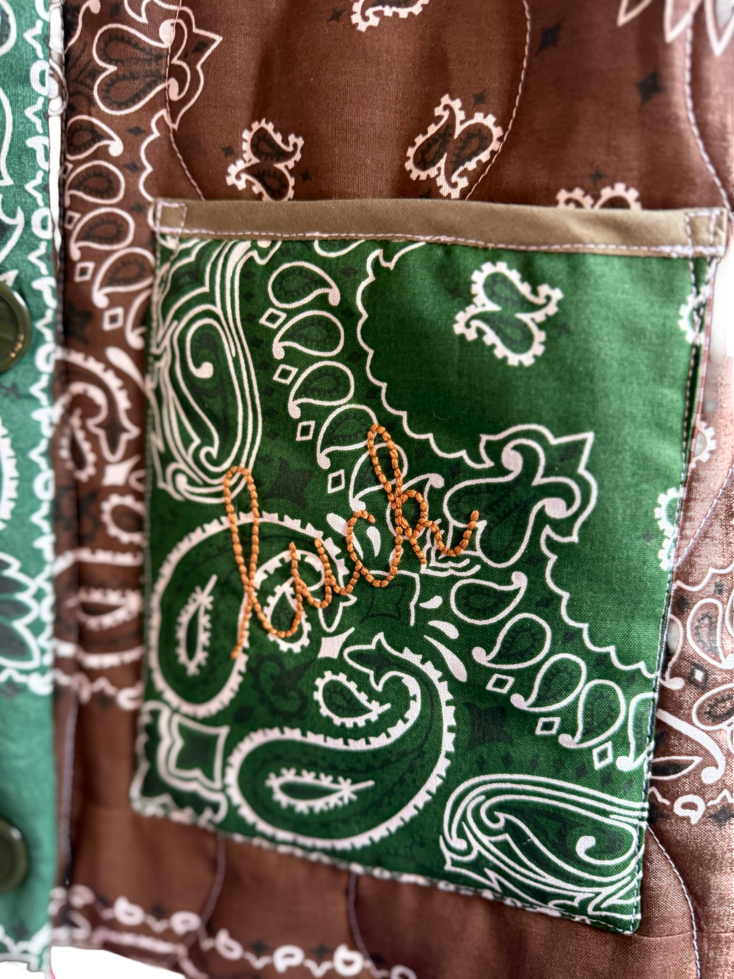 One of a Kind Quilted Bandana Jacket - Green No. 207 (Lucky Star)