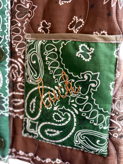 One of a Kind Quilted Bandana Jacket - Green No. 207 (Lucky Star)