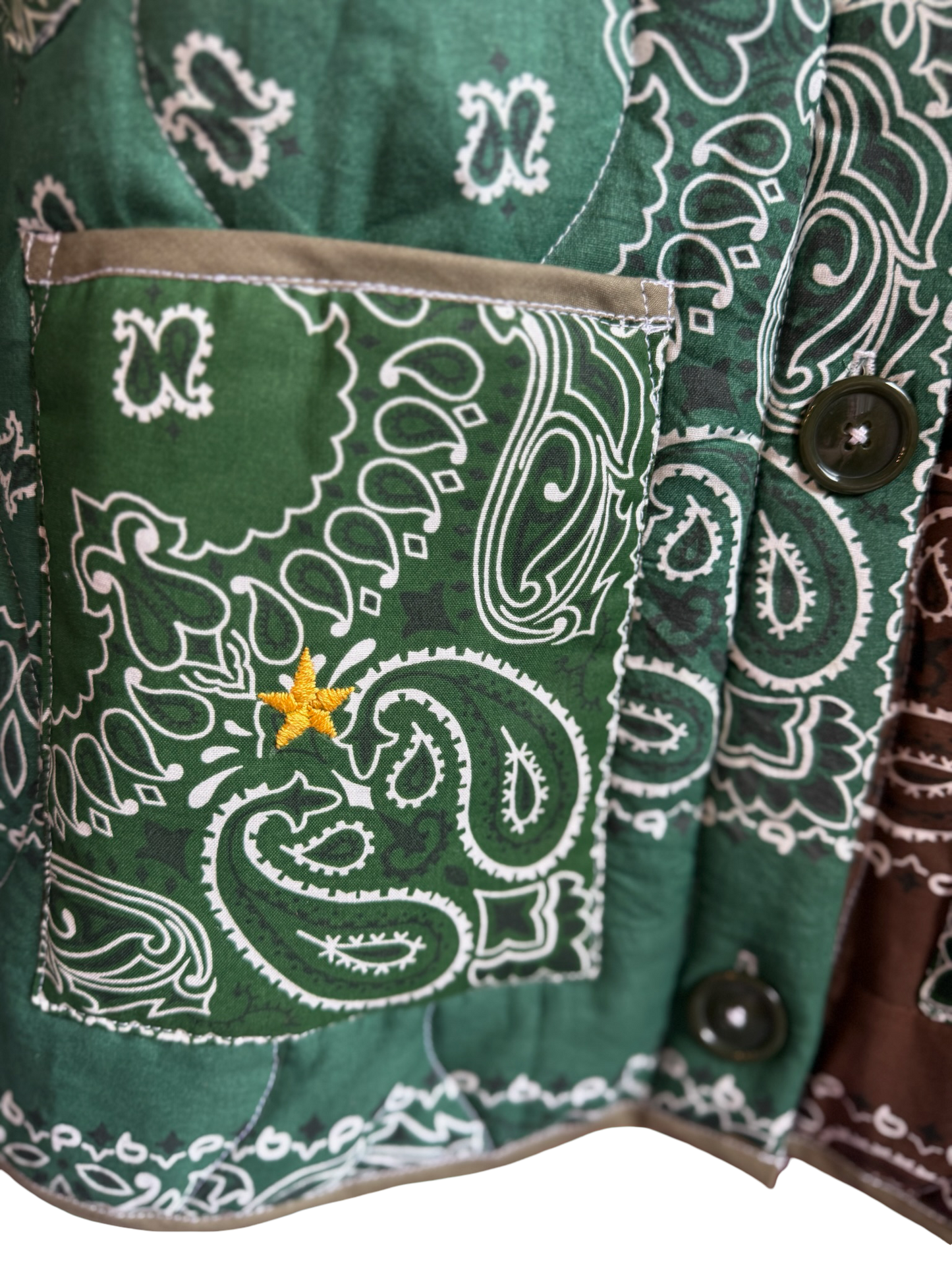 One of a Kind Quilted Bandana Jacket - Green No. 207 (Lucky Star)