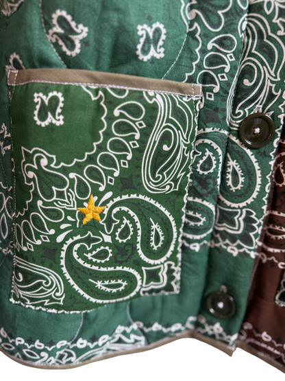 One of a Kind Quilted Bandana Jacket - Green No. 207 (Lucky Star)
