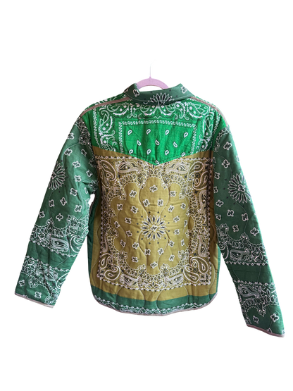 One of a Kind Quilted Bandana Jacket - Green No. 207 (Lucky Star)