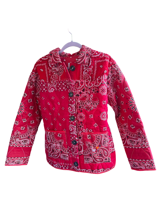 One of a Kind Quilted Bandana Jacket - Red No. 202 (Love)