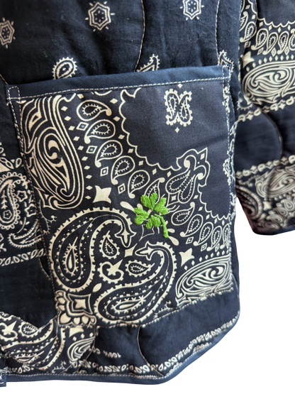 One of a Kind Quilted Bandana Jacket - Blue No. 204 (Mushroom & Clover)