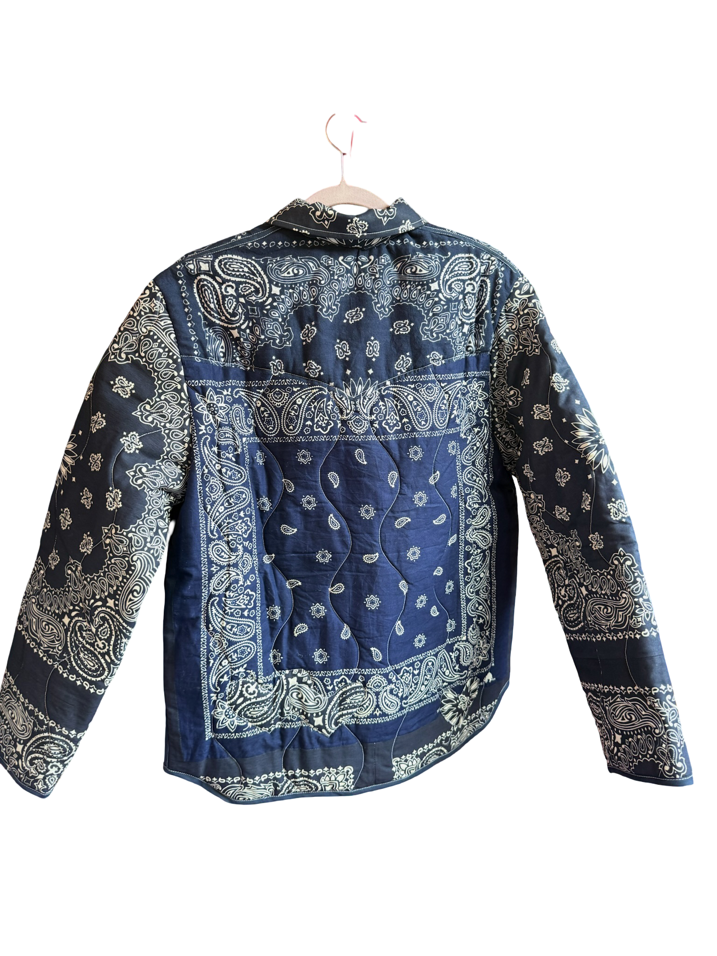 One of a Kind Quilted Bandana Jacket - Blue No. 204 (Mushroom & Clover)