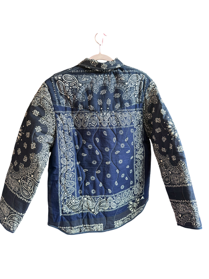 One of a Kind Quilted Bandana Jacket - Blue No. 204 (Mushroom & Clover)