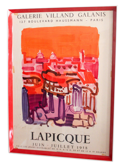 Framed Lapicque Exhibition Poster, Galerie Villand Galanis 1958