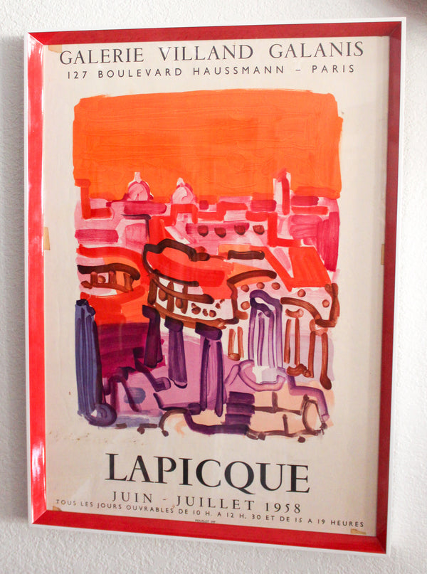 Framed Lapicque Exhibition Poster, Galerie Villand Galanis 1958