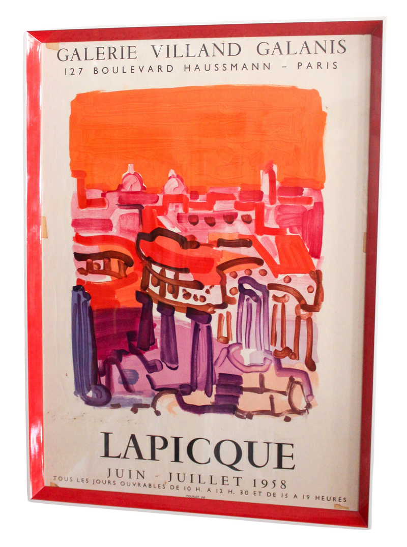 Framed Lapicque Exhibition Poster, Galerie Villand Galanis 1958