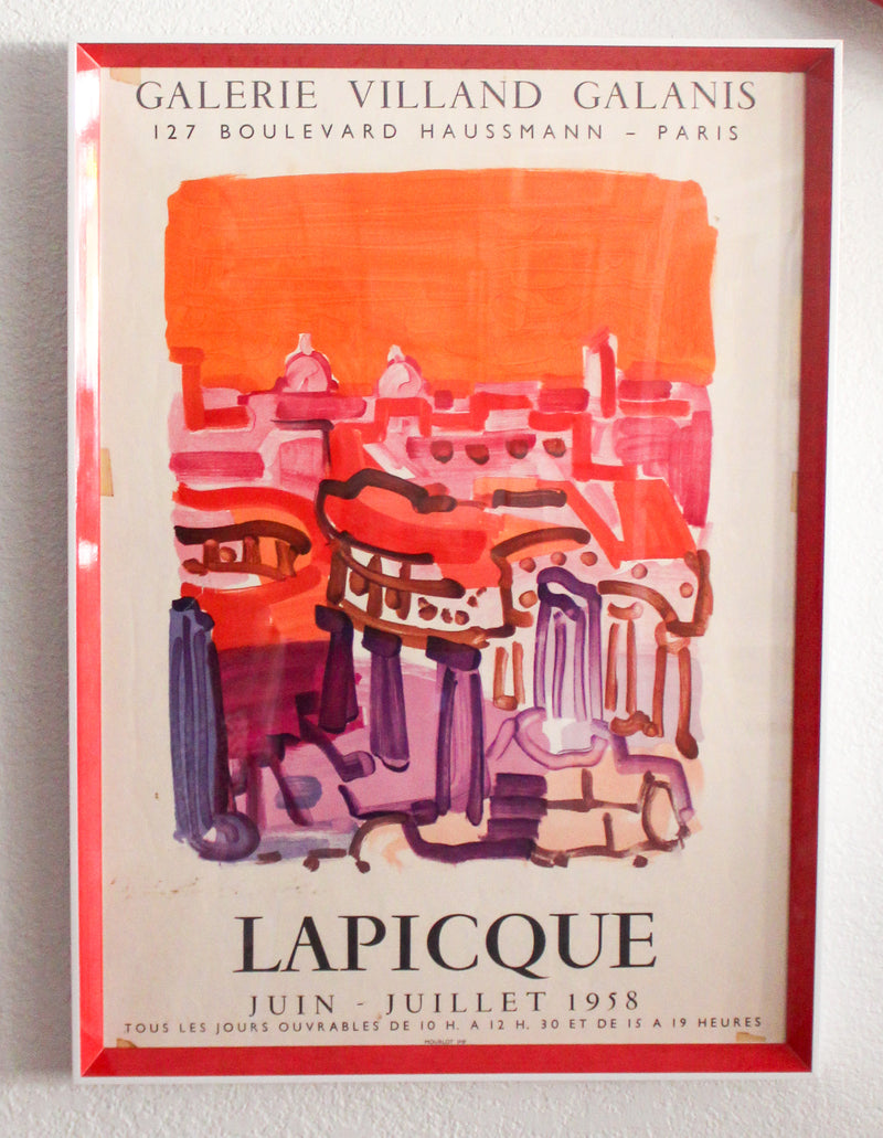 Framed Lapicque Exhibition Poster, Galerie Villand Galanis 1958