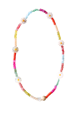 Rainbow Small Stones & Flower Charm Necklace