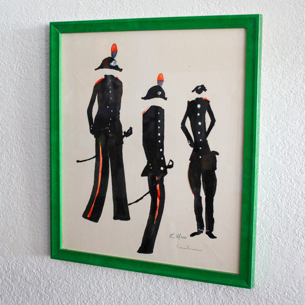 Framed Vintage Carabinieri Painting