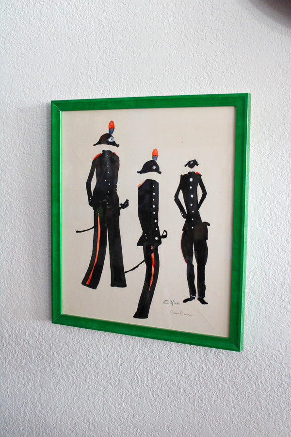 Framed Vintage Carabinieri Painting