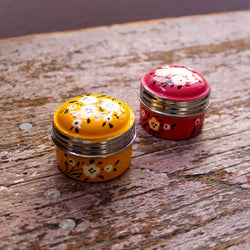 Hand-Painted Floral Metal Pill Box