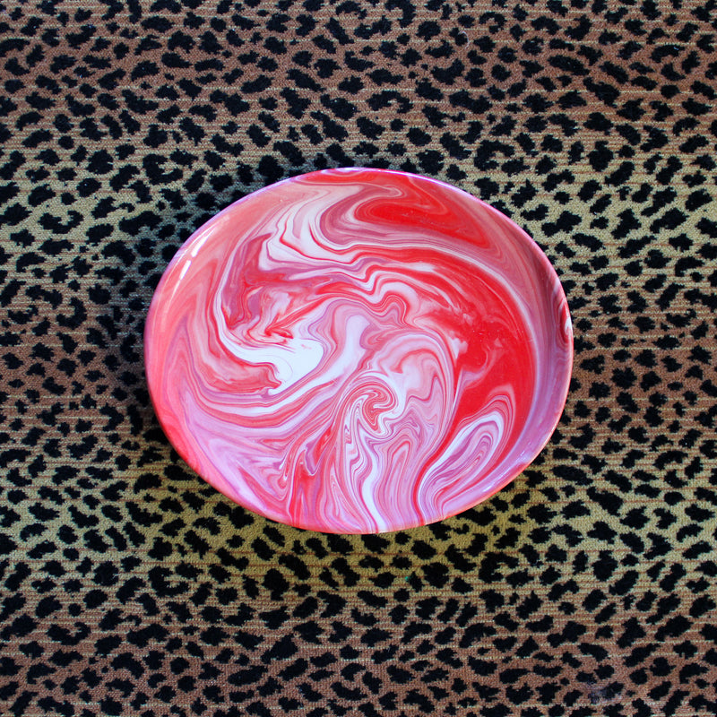 Marbled Ceramic Oval Salad Plate - Styx (Red)