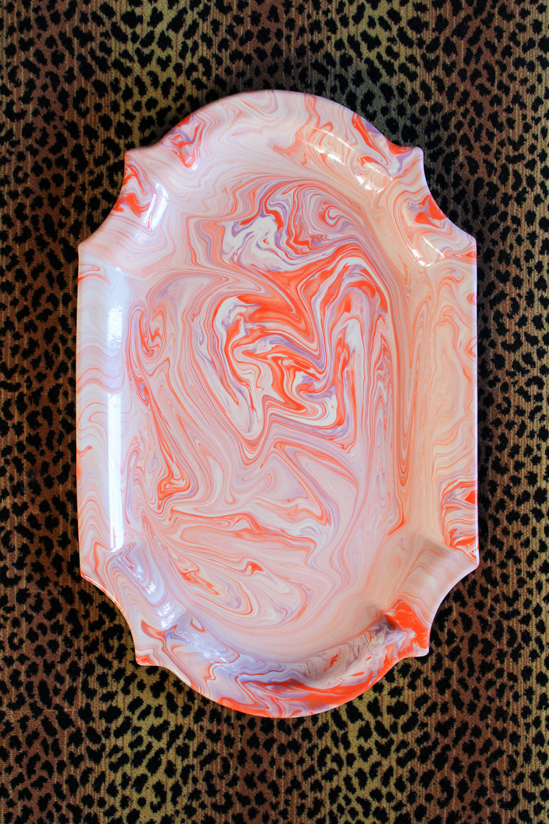 Marbled Ceramic Large Barqoue Platter - Zinzolin (Orange)