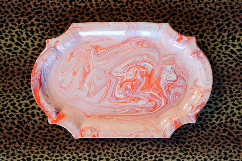 Marbled Ceramic Large Barqoue Platter - Zinzolin (Orange)