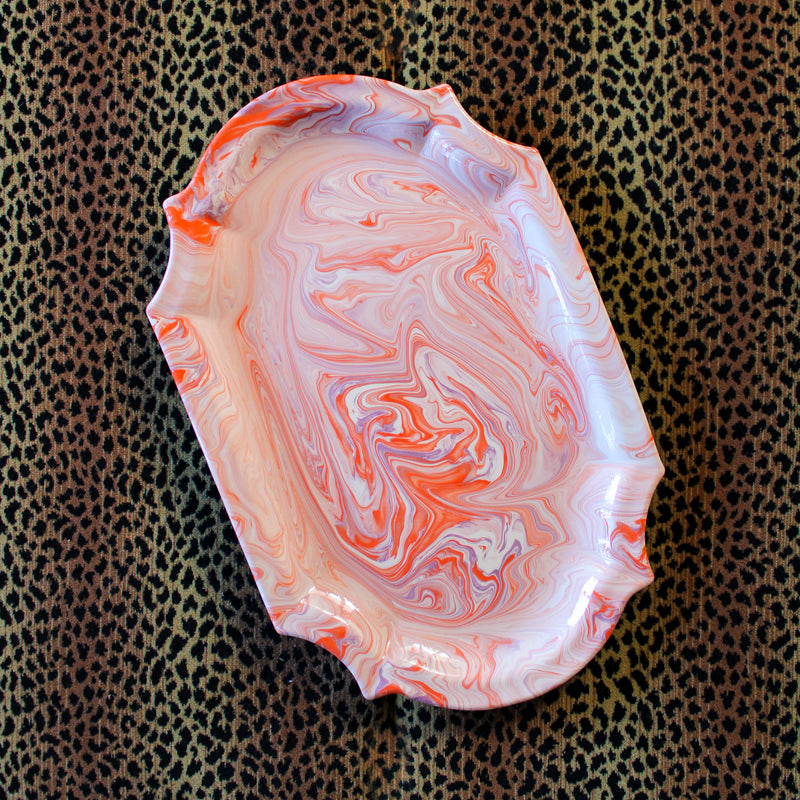 Marbled Ceramic Large Barqoue Platter - Zinzolin (Orange)