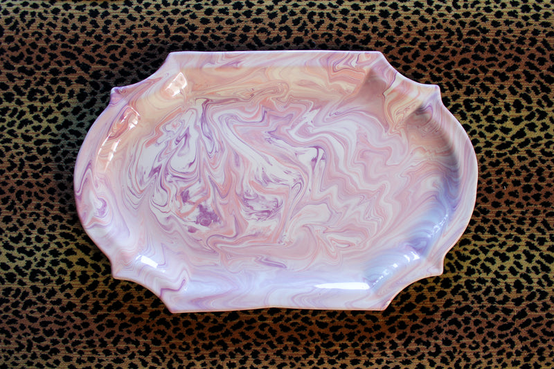 Marbled Ceramic Large Barqoue Platter - Nymphe (Lilac)