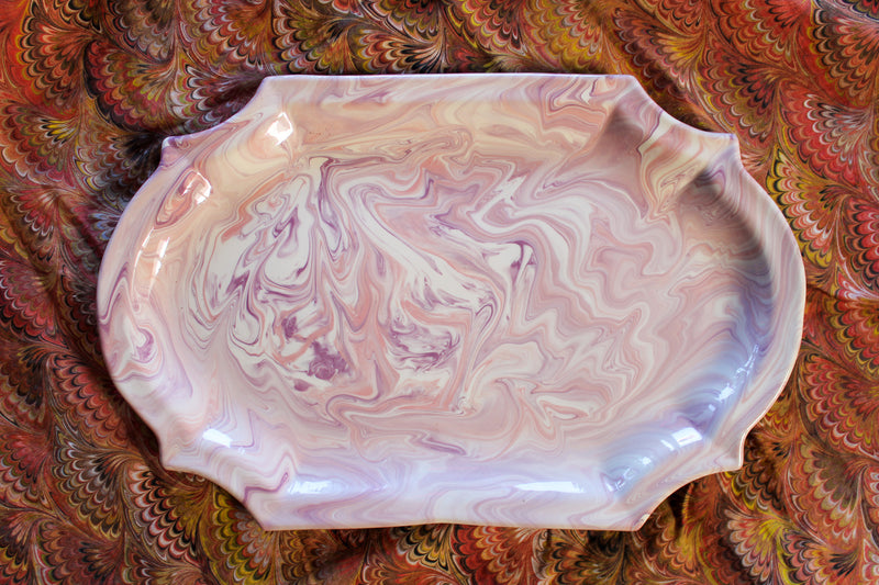 Marbled Ceramic Large Barqoue Platter - Nymphe (Lilac)