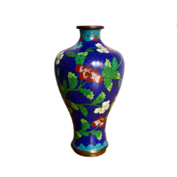 Cloisonné Vase with Blue Floral Detail