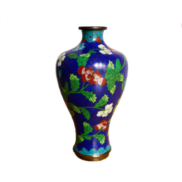 Cloisonné Vase with Blue Floral Detail