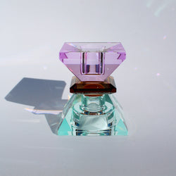 Double Triangle Crystal Candleholder - Mint/Brown/Violet