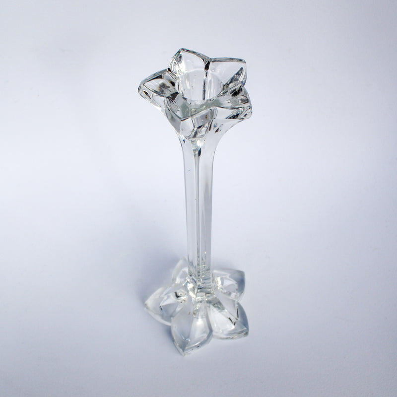 Vintage Glass Candleholder with Floral Base