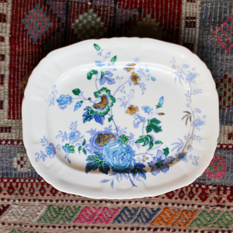 Antique Ironstone Mason's "Belvedere" "Blue Floral Platter