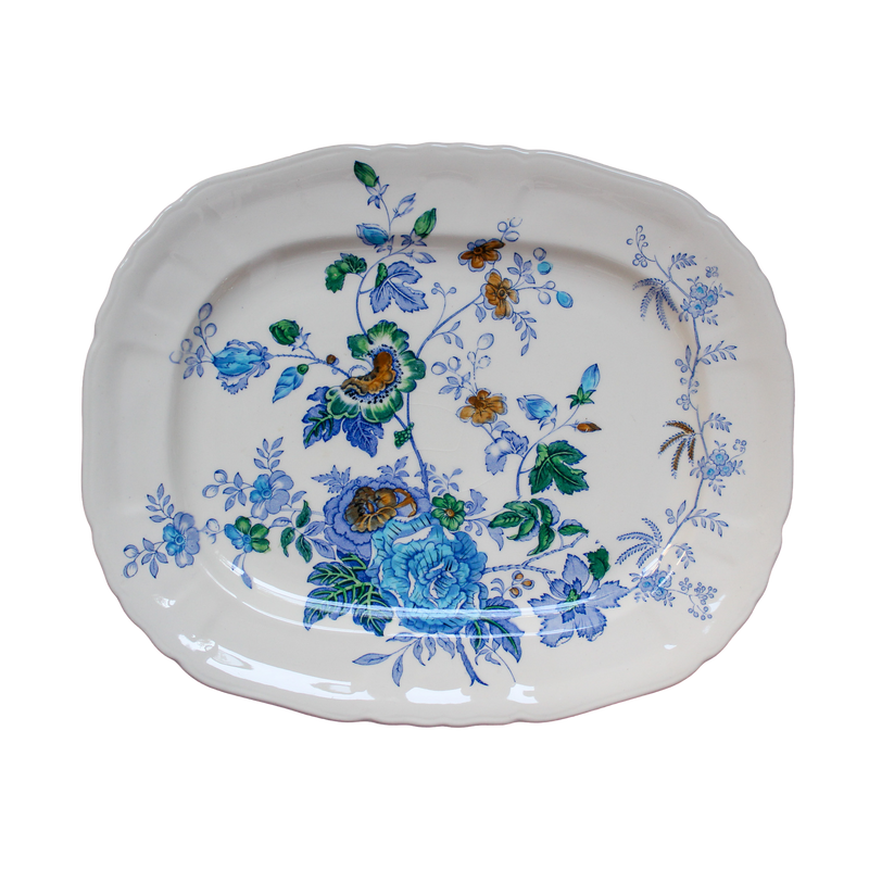 Antique Ironstone Mason's "Belvedere" "Blue Floral Platter