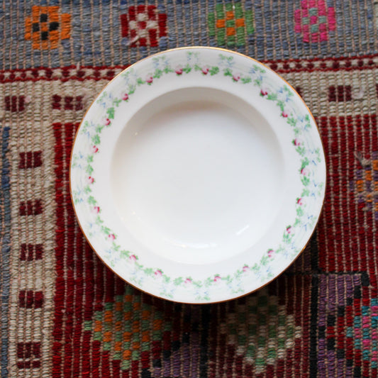 Antique Crown Staffordshire "Rope & Roses" Bowl with Gold Rim