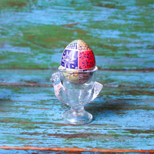 Vintage French Chicken Glass Egg Cups - Set of 4