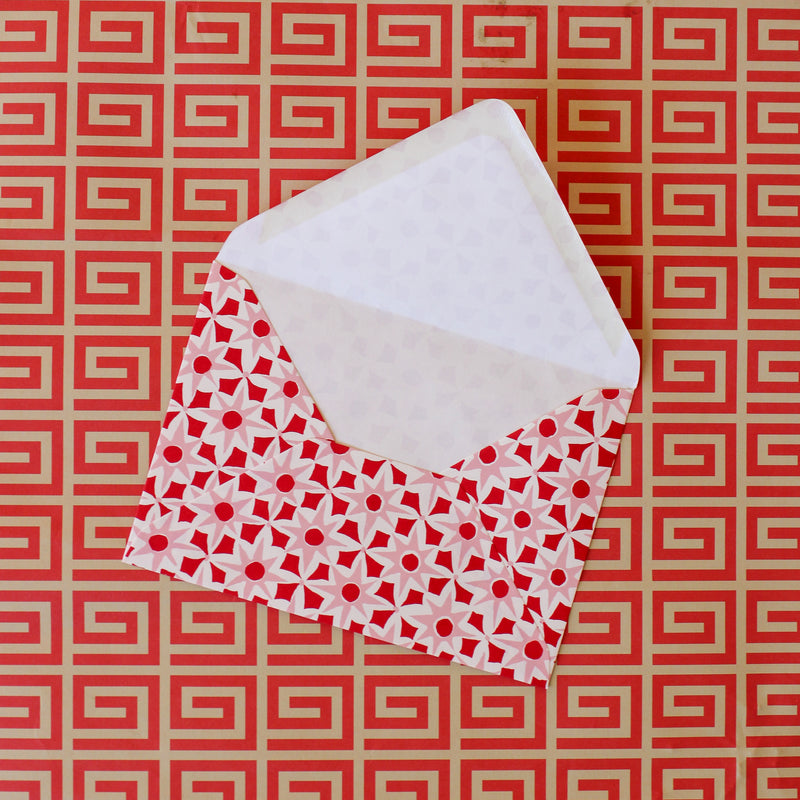 Red & Pink Alhambra Patterned Envelopes - Set of 10