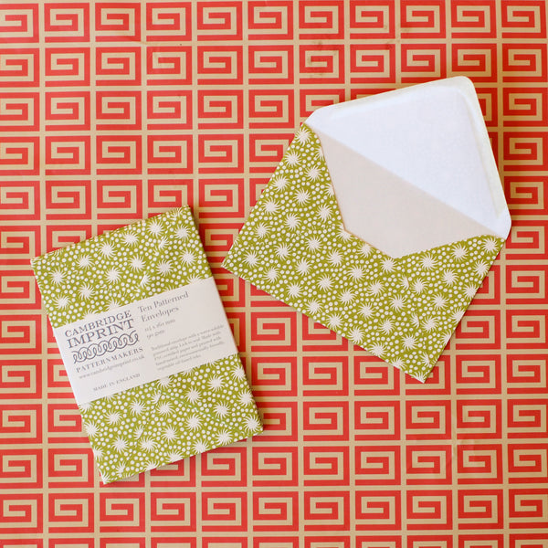Green Animalcules Patterned Envelopes - Set of 10