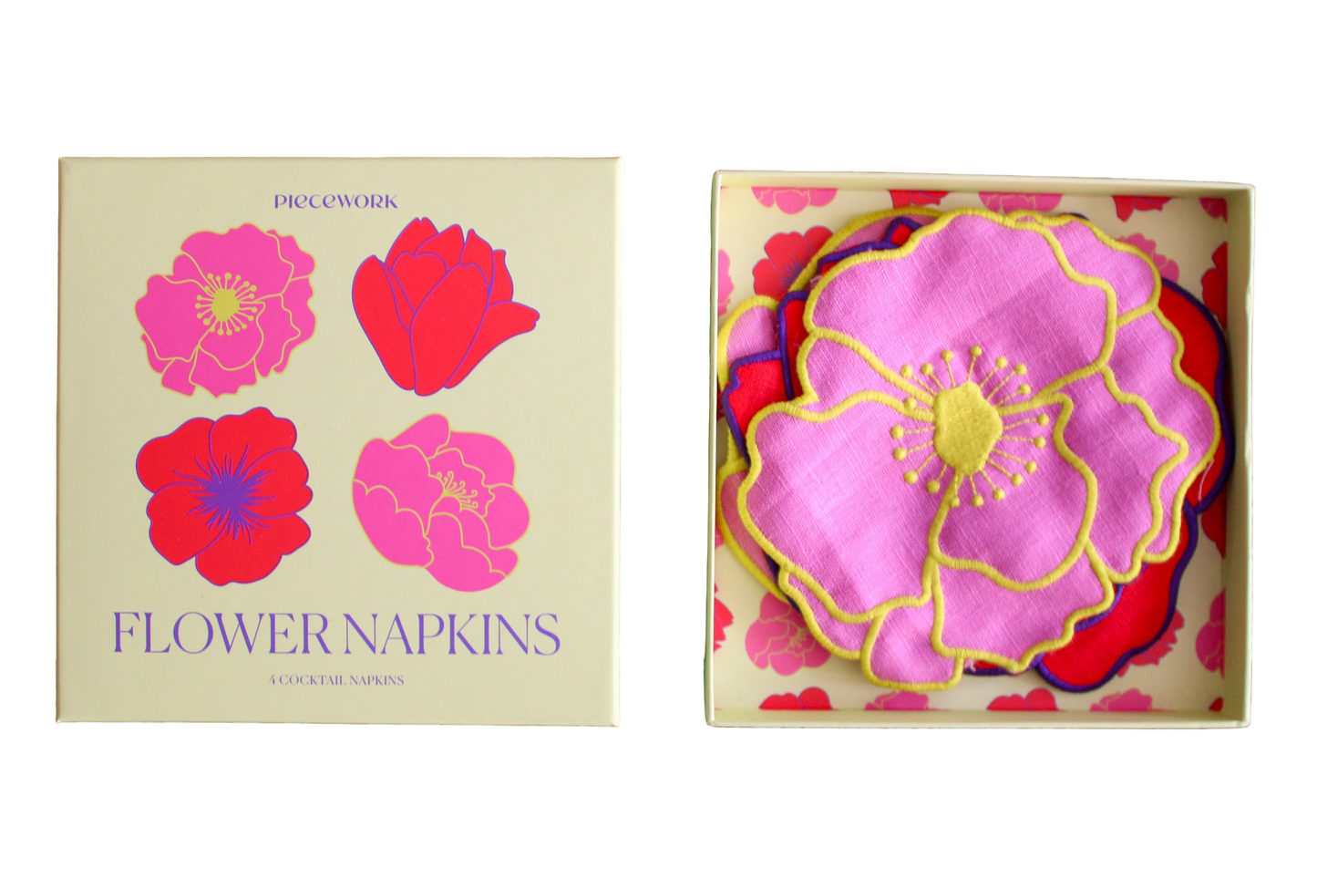 Flower Cocktail Napkins - Set Of 4
