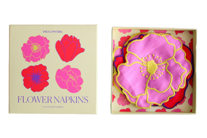 Flower Cocktail Napkins - Set Of 4