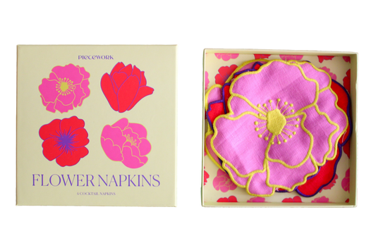 Flower Cocktail Napkins - Set Of 4