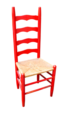 Vintage Red Rush Seat Ladder Back Chairs