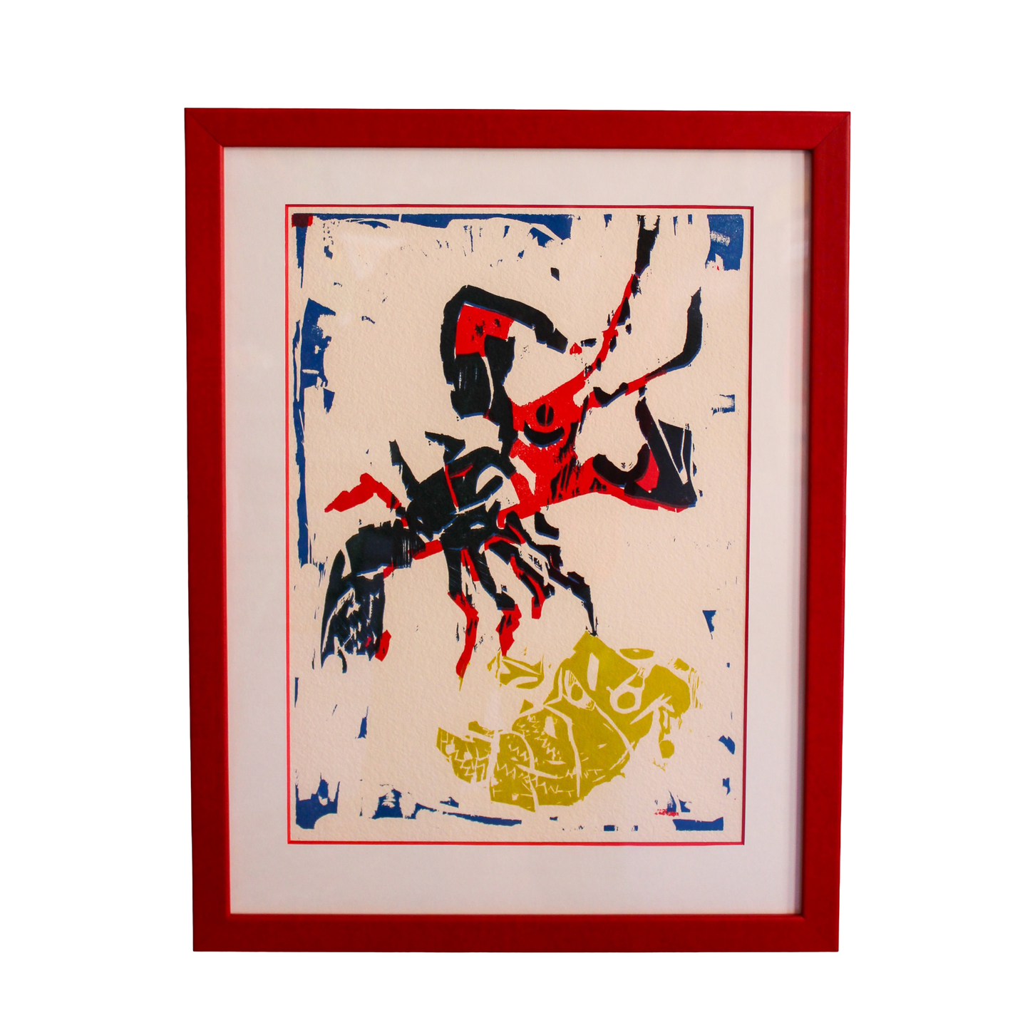 Framed "L'Ecrevisse" Woodcut Print by Bernard Lorjou, 1965