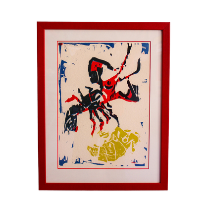 Framed "L'Ecrevisse" Woodcut Print by Bernard Lorjou, 1965