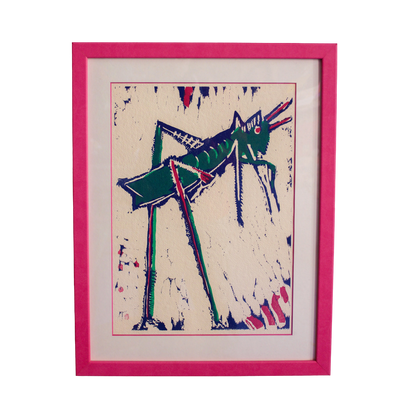 Framed "La Sauterelle" Woodcut Print by Bernard Lorjou, 1965