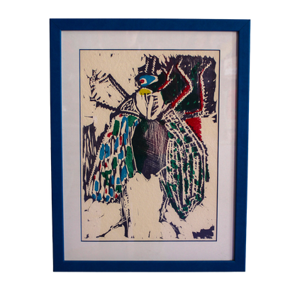 Framed "La Mouche" Woodcut Print by Bernard Lorjou, 1965