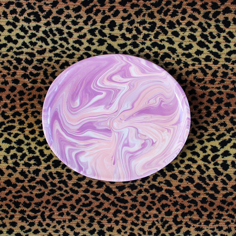 Marbled Ceramic Oval Salad Plate - Nymphe (Lilac)