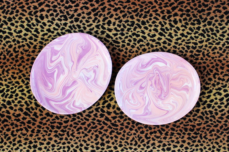 Marbled Ceramic Oval Salad Plate - Nymphe (Lilac)