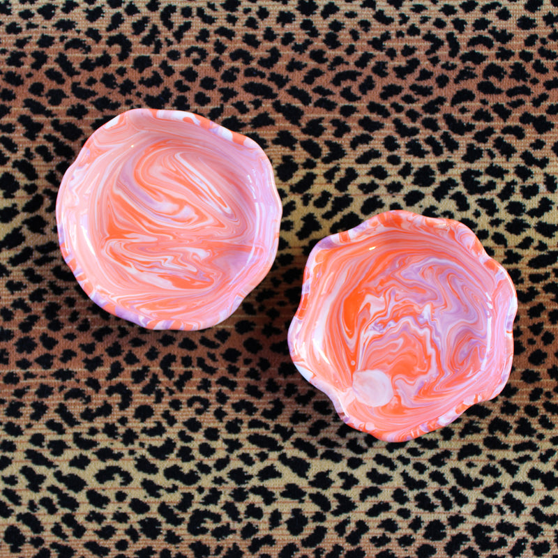 Marbled Ceramic Sorbet Bowl - Zinzolin (Orange)