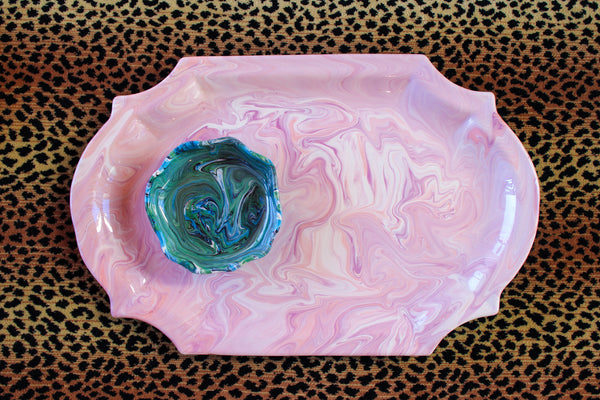 Marbled Ceramic Large Barqoue Platter - Nymphe (Lilac)