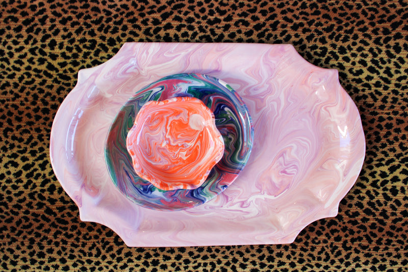 Marbled Ceramic Large Barqoue Platter - Nymphe (Lilac)