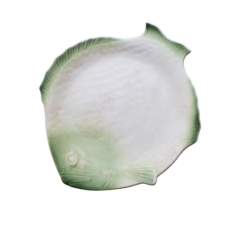 1920s Crackle Glaze Fish Plates - Set of 8